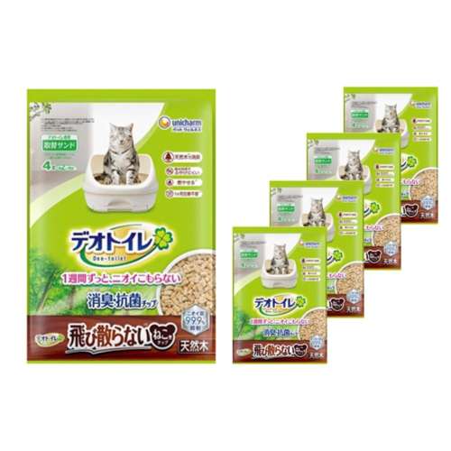 ユニチャーム・ペットケア　デオトイレサンド　天然木　猫型チップ４Ｌ　×4個セット