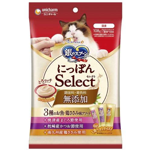 銀のスプーン　にっぽんSelect　とろりっち無添加　3種の魚・ささみ味アソート108ｇ
