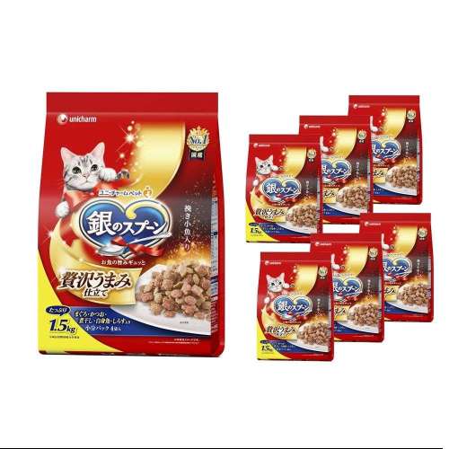 ユニ・チャーム　銀のスプーン　 贅沢うまみ仕立て　お魚づくし １．５ｋｇ　×6個セット
