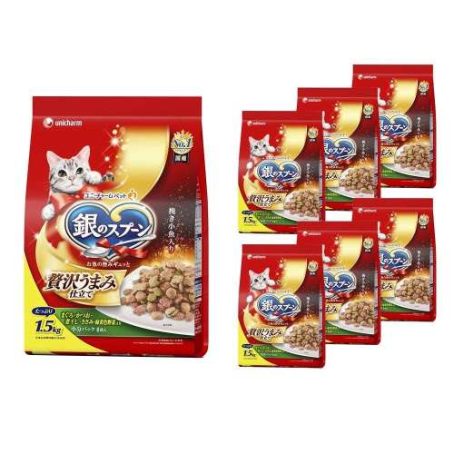 ユニ・チャーム　銀のスプーン　 贅沢うまみ仕立て　お魚・お肉・野菜入り １．５ｋｇ　×6個セット