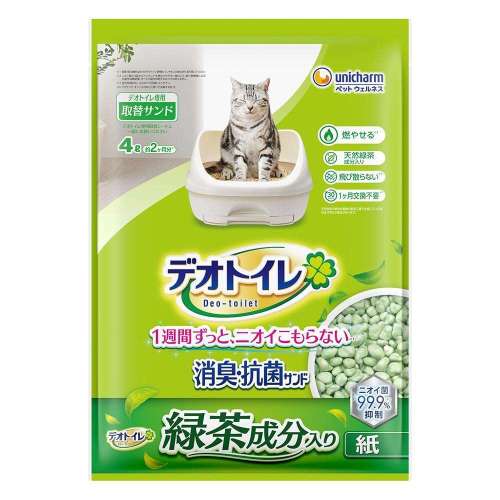 ユニ・チャーム　デオトイレ　飛び散らない緑茶成分入り消臭サンド4L