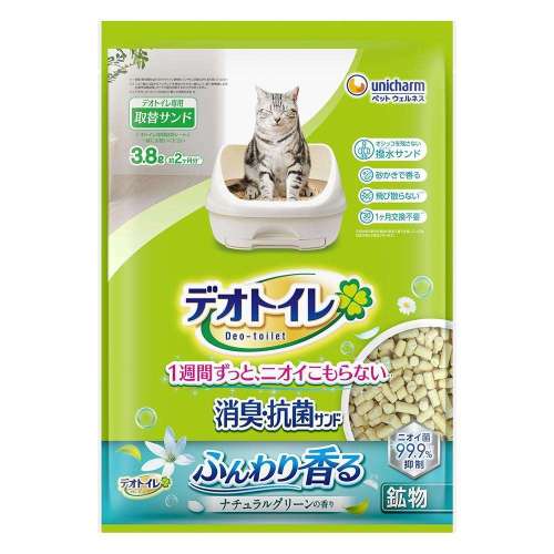 ユニ・チャーム　デオトイレ　ふんわり香る消臭・抗菌サンド ナチュラルグリーンの香り3.8L