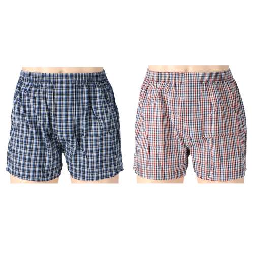 LIFELEX　トランクス　２Ｐ　ホワイト・ブルー系チェック　Ｌ