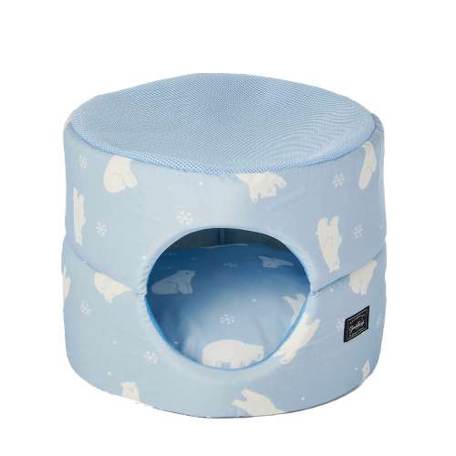 LIFELEX 接触冷感ラウンド2WAYベッド 白くま ブルー QR12ー5340 26SS