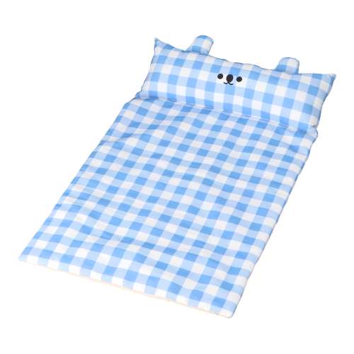 LIFELEX 接触冷感刺繍あごのせマットL ギンガムチェックBL QR12-5920 ブルー 26SS