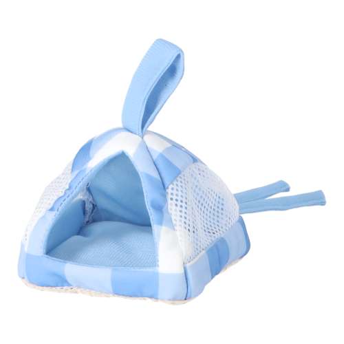 LIFELEX 接触冷感小動物用ハウス S ギンガムチェックBL QR12-5982 ブルー 26SS