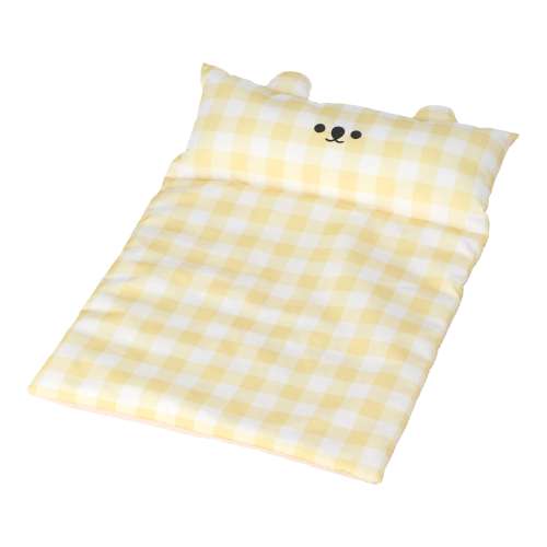 LIFELEX 接触冷感刺繍あごのせマットM ギンガムチェックYE QR12-7115 イエロー 26SS