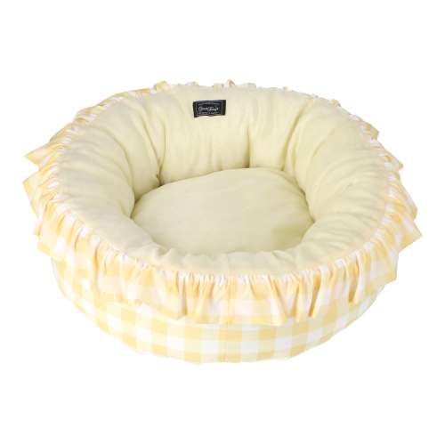 LIFELEX 接触冷感円形フリルベッド ギンガムチェック YE QR12-7160 イエロー 26SS