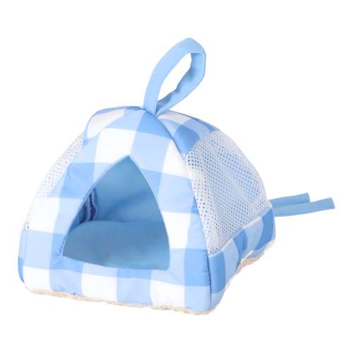 LIFELEX 接触冷感小動物用ハウス M ギンガムチェックBL QR12-1492 ブルー 26SS