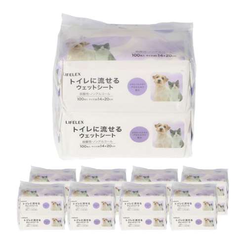 LIFELEX 流せるウェットシート100枚×2P SS12-8475　×８個セット