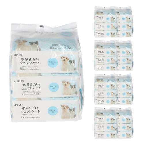 LIFELEX 水99．9％ペット用シート 100枚×3P SS12-8482　×８個セット