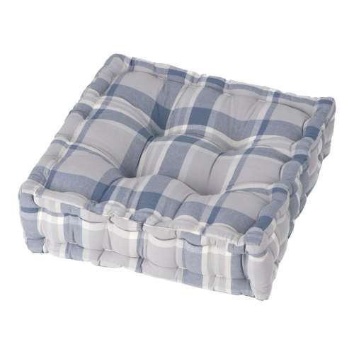 LIFELEX ウォッシュコットンマチ付クッション チェック ネイビー