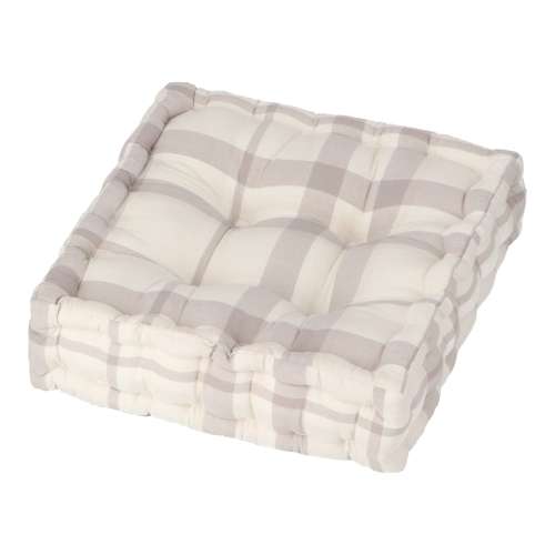 LIFELEX ウォッシュコットンマチ付クッション チェック ベージュ