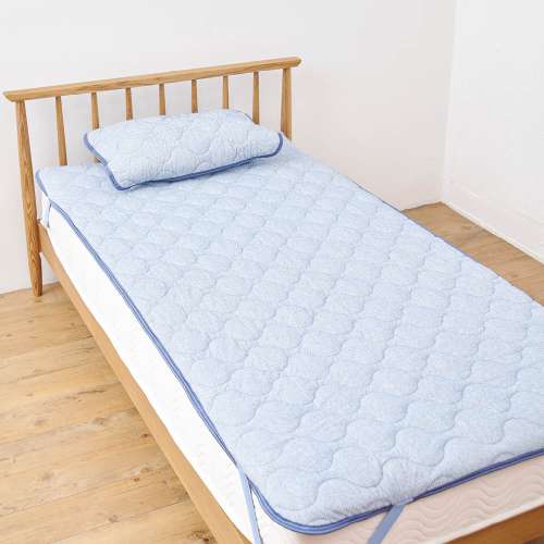LIFELEX 両面使えるモッチやわ強冷感防ダニ 消臭敷パッド シングル ネイビー