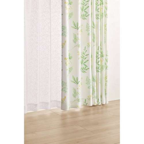 LIFELEX デザイン4枚組カーテン ミモザ 約幅100×丈178cm レース丈約176cm ホワイト