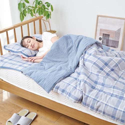 LIFELEX ウオッシュコットン敷パッド シングル ブルーチェック