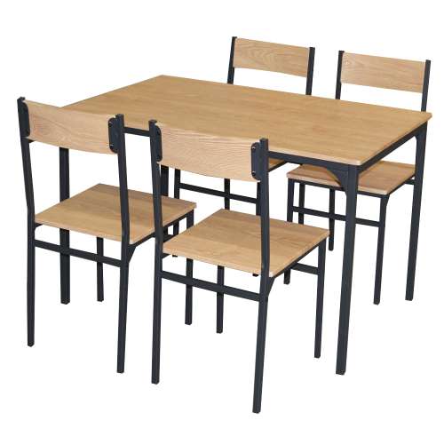 LIFELEX　４人掛け用テーブル＆　チェア５点セット　ＯＡＫ／ＢＫ２個口