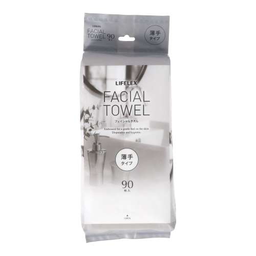 LIFELEX　フェイシャルタオル薄手　９０枚入り　ホワイト