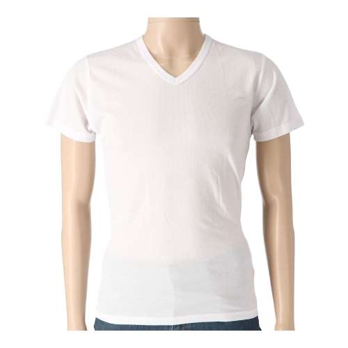 LIFELEX 鹿の子Ｖ首半袖インナー ホワイト Ｍ