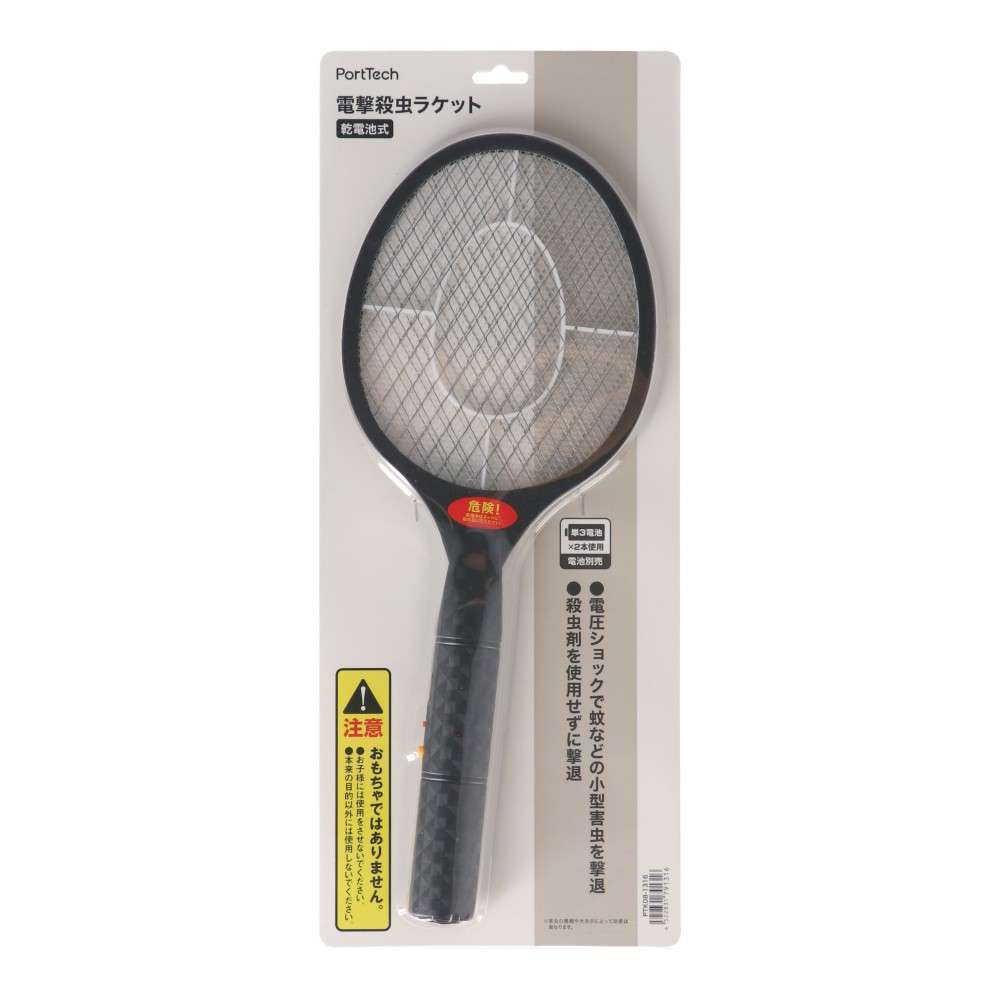 PortTech　電撃殺虫ラケット　乾電池式　黒　ＰＴＫ０８‐１３１６