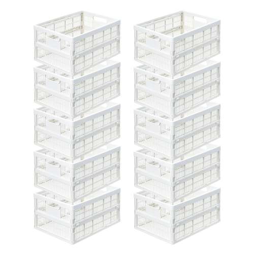 LIFELEX　折りたたみコンテナＭ　ホワイト　×１０個セット