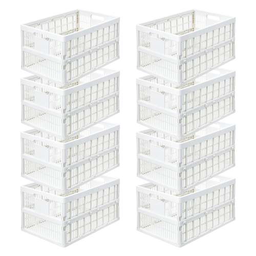 LIFELEX 折りたたみコンテナL ホワイト ×8個セット