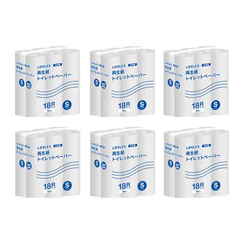 再生紙トイレット18ロール シングル ×6個セット