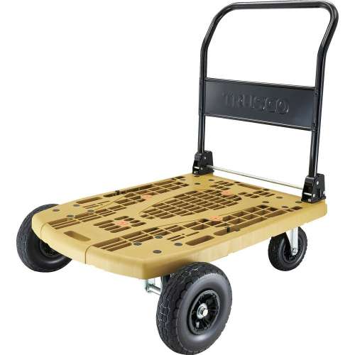 トラスコ中山 樹脂台車 カルティオビッグオフロード 900X600 ノーパンクタイヤ オリーブ 均等荷重(kg)100