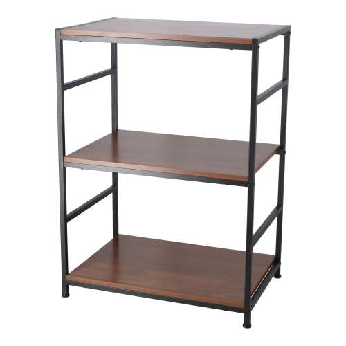 LIFELEX ラック 棚 アイアンラック 3段 ブラック 幅60 スチール製 木目調 収納棚 オープンシェルフ ディスプレイラック