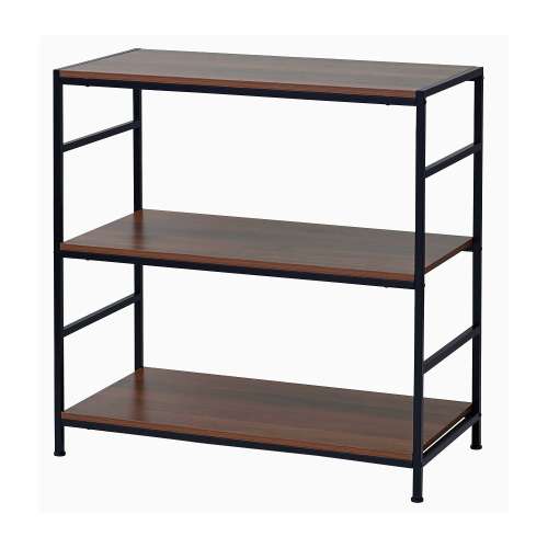 LIFELEX ラック 棚 アイアンラック 3段 ブラック 幅80 スチール製 木目調 収納棚 オープンシェルフ ディスプレイラック