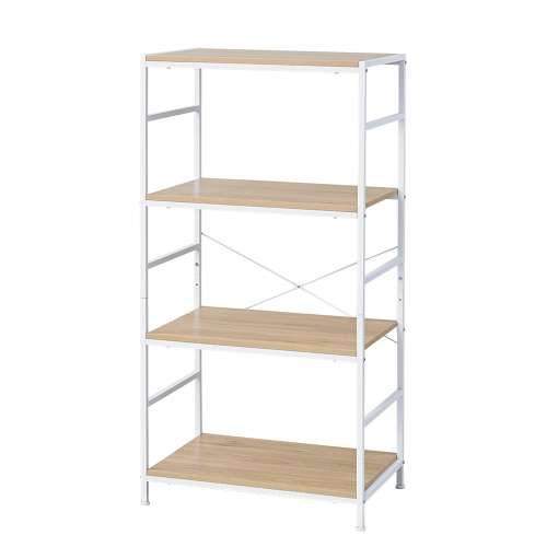 LIFELEX ラック 棚 アイアンラック 4段 ホワイト 幅60 スチール製 木目調 収納棚 オープンシェルフ ディスプレイラック