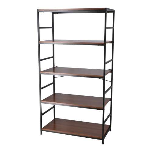 LIFELEX ラック 棚 アイアンラック 5段 ブラック 幅80 スチール製 木目調 収納棚 オープンシェルフ 大容量 ディスプレイラック