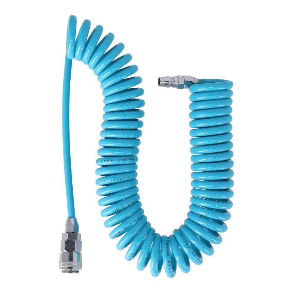 LIFELEX　スパイラルエアホース６Ｍ　ワンタッチカプラ付　ブルー