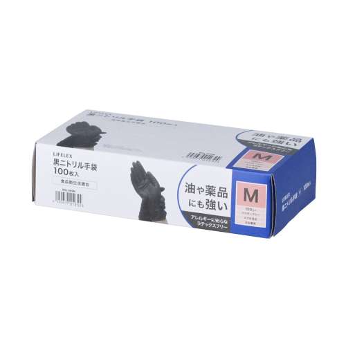 LIFELEX　黒ニトリルグローブ　１００枚入り　Ｍサイズ　ブラック