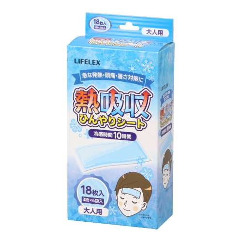 LIFELEX　熱吸収ひんやりシート　大人用　１８枚　１２×５ｃｍ　１９‐１２０５
