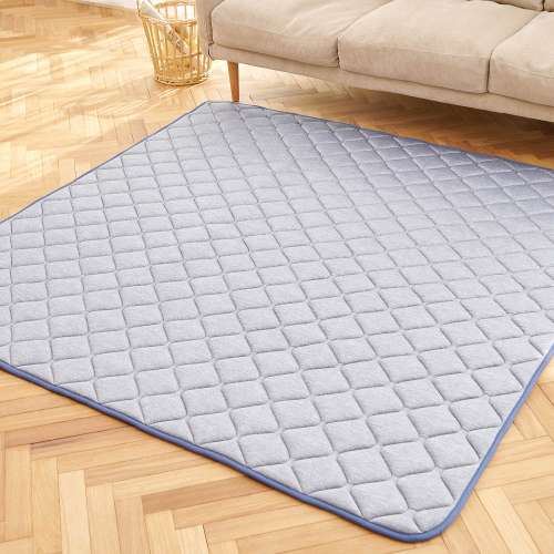 LIFELEX 強冷感＋防ダニ・制菌防臭キルトラグ 約185x240cmネイビー