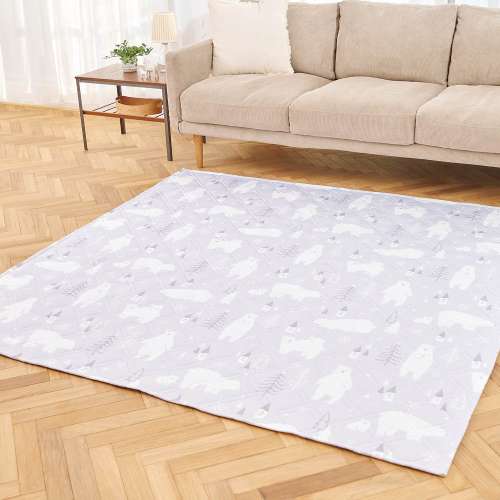 LIFELEX 洗える冷感抗菌防臭キルトラグ 約80x180cmクマグレー