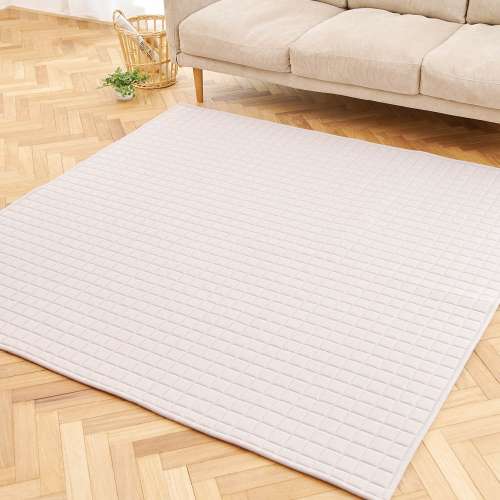 LIFELEX 洗える制菌防臭コットン混ワッフルラグ 約185×185cmグレー