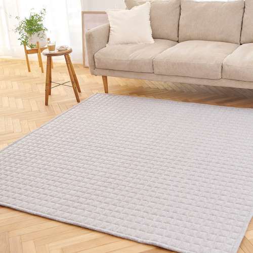 LIFELEX 洗える抗菌防臭ニットキルトラグ 約185×185cmグレー