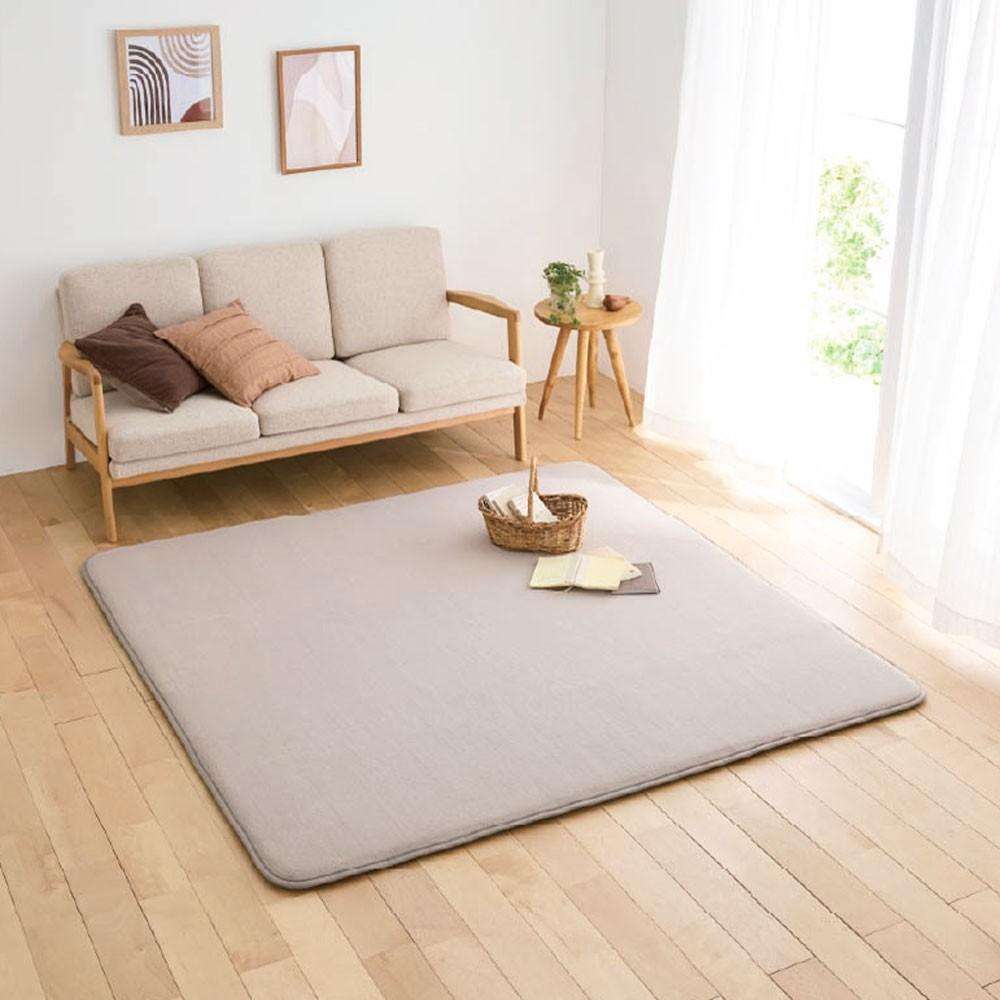 LIFELEX　３０ｍｍウレタン入り制菌防臭ボリュームラグ　１８５×１８５　フェレットタッチ　グレージュ