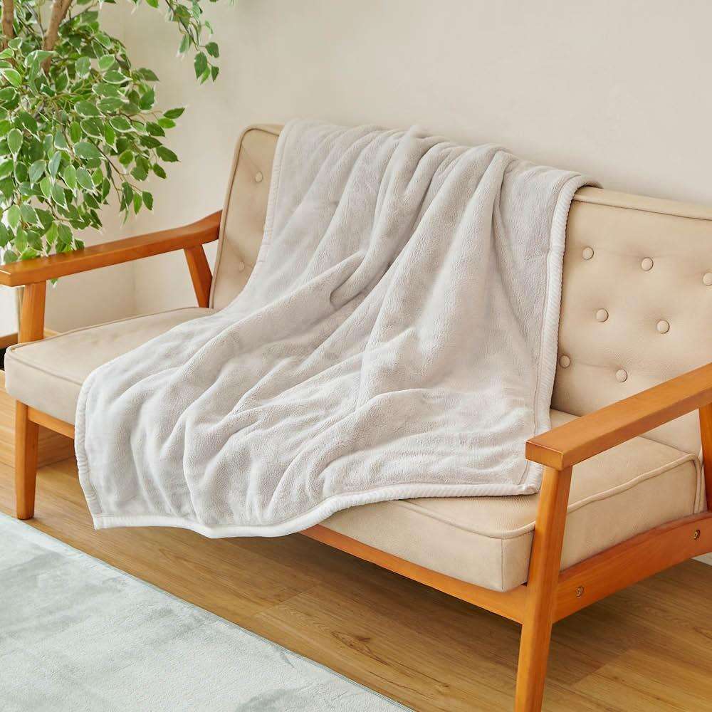 LIFELEX Wウォームミニ毛布 ブリティッシュ 140×100 ライトグレー