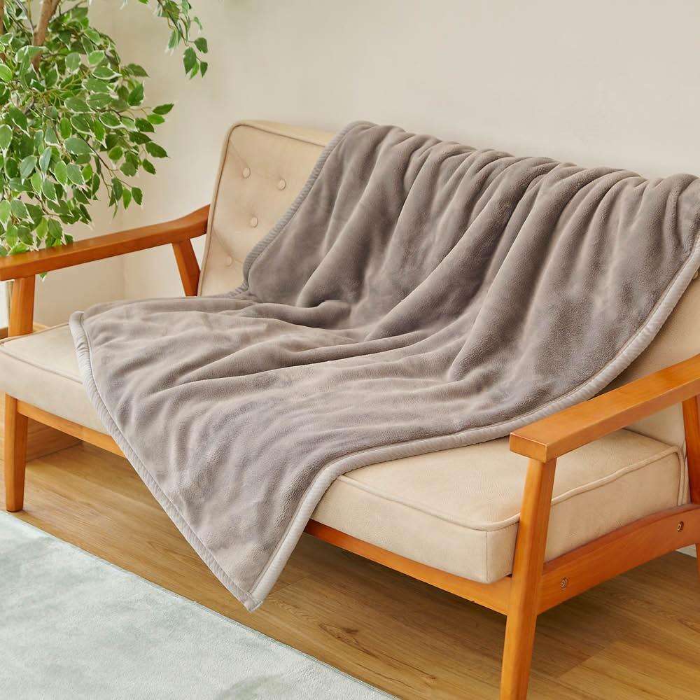 LIFELEX Wウォームミニ毛布 ブリティッシュ 140×100 チャコールグレー