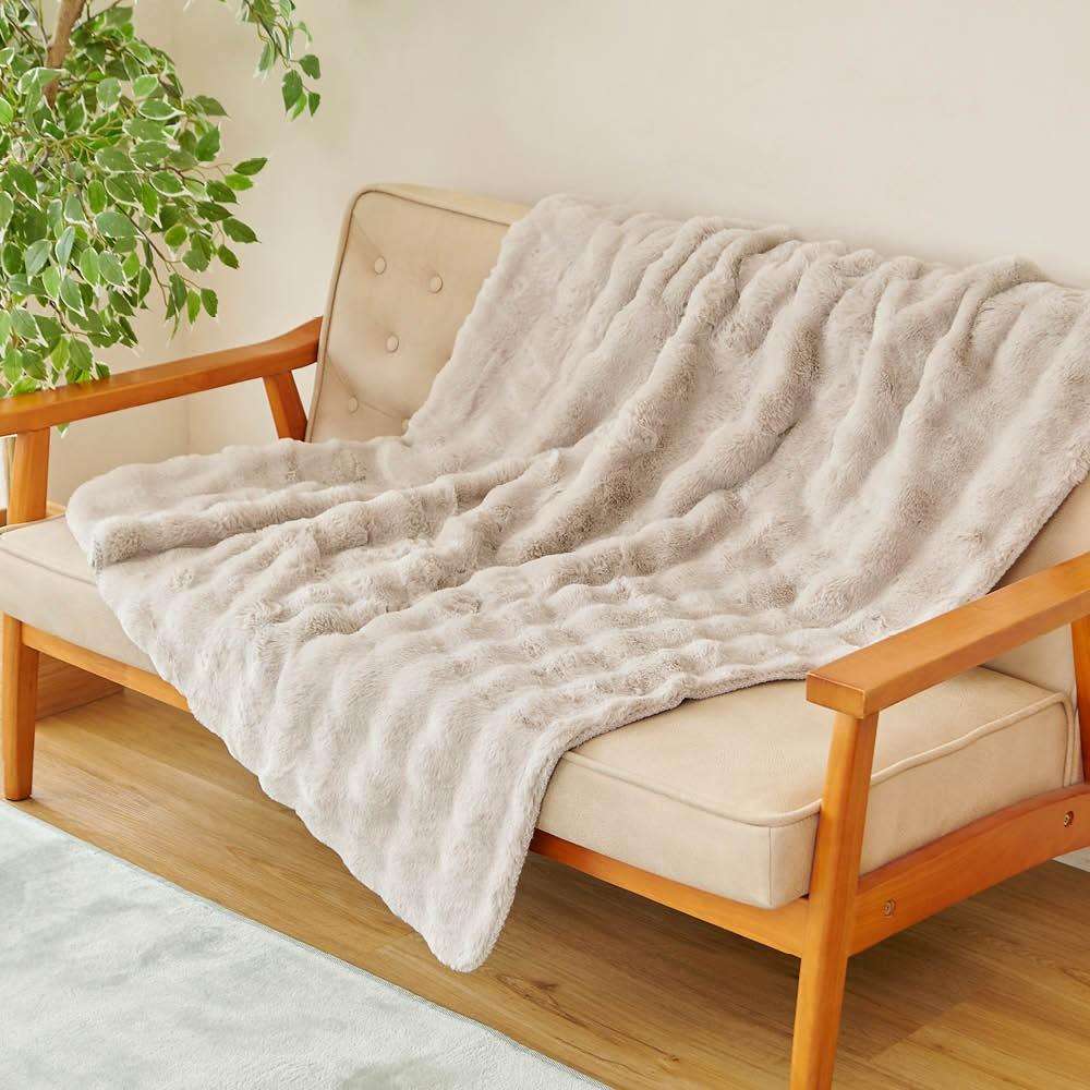 LIFELEX ほぼラビ2枚合わせ ミニ毛布 140×100 グレージュ
