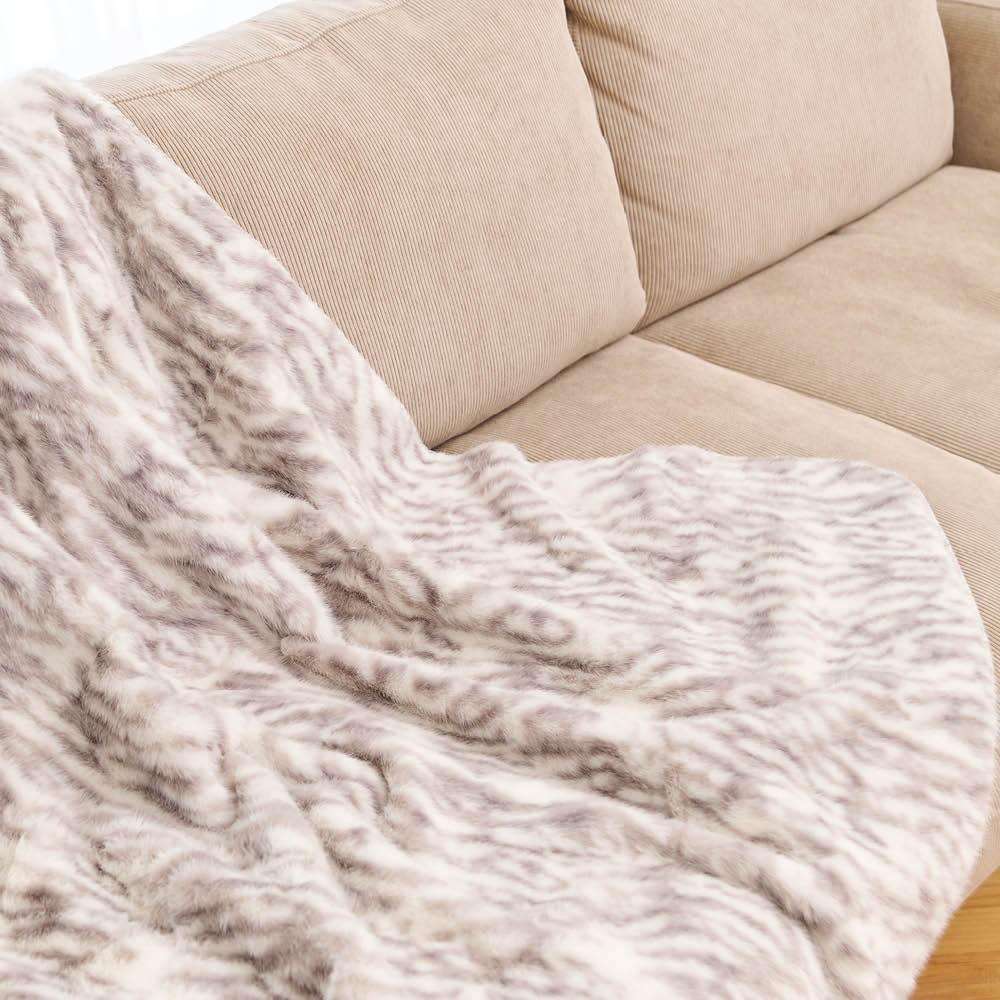 LIFELEX　ほぼネコミニ毛布　サバトラ　１４０×１００　チャコールグレー