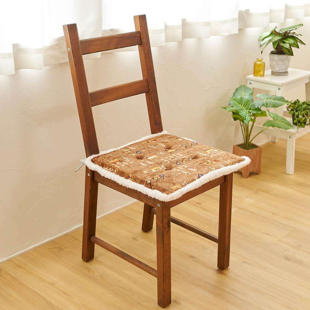 LIFELEX　シートクッション　ギャベ　４０×４０　ブラウン