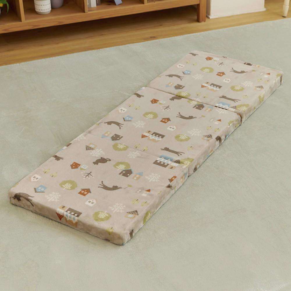 LIFELEX　３ＷＡＹごろ寝クッション　ネコ　５０×１５０×５　グレージュ