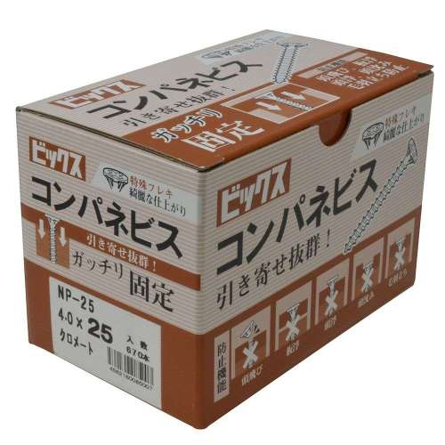 八幡ねじ ビックス コンパネビス 小箱 4.0×25 （670本入り）