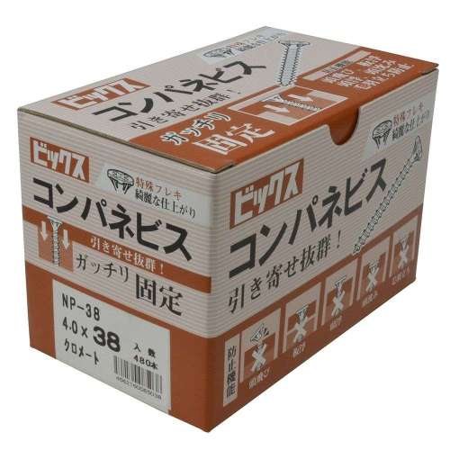 八幡ねじ ビックス コンパネビス 小箱 4.0×38 （480本入り）