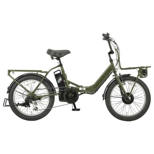 ２０インチ　eバーギー電動　電動アシスト自転車　外装6段 LEDバッテリーライト　アーミーグリーン