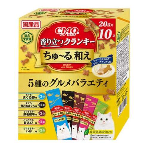 いなば食品　ＣＩＡＯ　香り立つクランキーちゅ～る和え　５種のグルメバラエティ　２０×１０袋